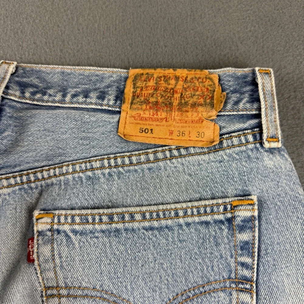 Vintage USA Levis 501 Jeans Men's 36x30 (Fits 34x30) Blue Paint Splatter Faded